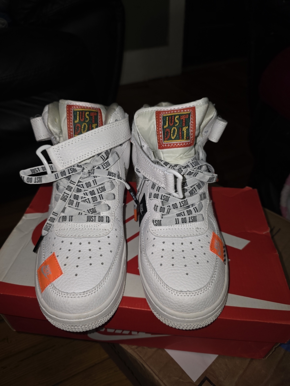 Nike White "Just Do It" High Top Sneakers